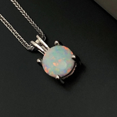 Fire Opal And Moissanite Pendant