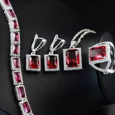 Rhodolite And Moissanite Jewelry Set