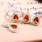 Natural Citrine And Moissanite Jewelry Set