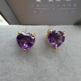 Amethyst Heart Earrings