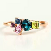 Multi Gemstone Gold Ring