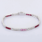 Natural Pink Sapphire Ruby Bracelet
