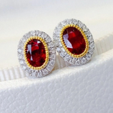 Red Garnet Stud Earrings