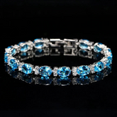 Swiss Blue Topaz And Moissanite Bracelet