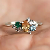 White Gold Multi Gemstone Ring