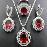 Rhodolite And Moissanite Jewelry Set