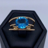 Three Band Design Blue Topaz Ring