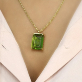 Dainty Peridot Octagon Shape Pendant
