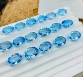 Blue Topaz Faceted Oval 10x8-12x14 mm - AAA Quality - Loose gemstone - Swiss Blue Topaz Oval Gemstones, For Jewellery Making.