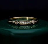 Art Deco Natural Diamond Ring in 14k Gold, Vintage Milgrain Stacking Band, Delicate Geometric Diamond Ring, Handmade Promise Ring, Gift for Her