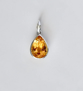 Natural Citrine Pendant Necklace, Pear Cut Yellow Gemstone Pendant, Sterling Silver Citrine Necklace, Handmade Jewelry, November Birthstone Gift for Her