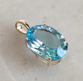Natural Blue Topaz Pendant in 14k Gold, Oval Cut Gemstone Pendant, Handmade Solitaire Necklace for Women, December Birthstone Jewelry, Gift for Her
