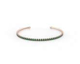 Natural Emerald Cuff Bracelet, 14k Rose Gold Eternity Bangle, Handmade Green Gemstone Open Bangle, Stackable Fine Jewelry, Luxury Gift for Her