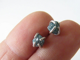 Raw London Blue Topaz Stud Earrings in Sterling Silver | Rough Blue Crystal Post Earrings | Uncut Gemstone Wire Wrapped Studs | Handmade Minimalist Gift for Her