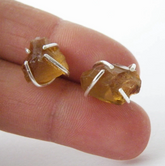 Raw Carnelian Stud Earrings in Sterling Silver | Rough Orange Crystal Post Earrings | Uncut Gemstone Wire Wrapped Studs | Handmade Minimalist Gift for Her (Copy)