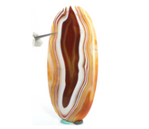 Natural Banded Agate Loose Gemstone | Large Oval Flat Cabochon | Carnelian Sardonyx Striped Pattern Crystal for Wire Wrapping & Statement Jewelry