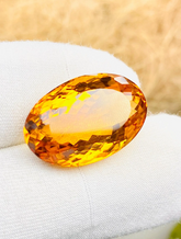 Natural Citrine Oval Gemstone | Golden Yellow Faceted Loose Stone (17x12.50x7.50mm)