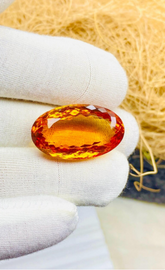 Natural Brandy Citrine Oval Gemstone | Faceted Golden Yellow Loose Stone (27x16x11mm)
