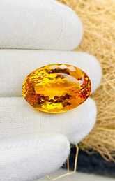 Natural Brandy Citrine Oval Gemstone | Faceted Golden Yellow Loose Stone (27x16x11mm) (Copy)