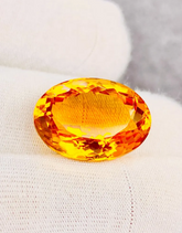Natural Oval Citrine Gemstone | Faceted Golden Yellow Loose Stone (19x14x10mm)