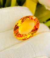 Natural Citrine Oval Gemstone | Faceted Golden Yellow Loose Stone (19x14.30x10mm)