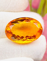 Natural Oval Citrine Gemstone | Faceted Golden Yellow Loose Stone (22x15x10.30mm)
