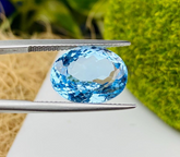 Natural Swiss Blue Topaz Gemstone, 7.70Carts Beautiful Oval , For jewellery Making (13.5x10.3x6.6mm) Saad Baig By Saad Baig