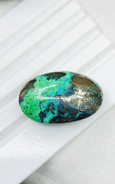 100% Natural Green Turquoise Cabochon 53.90 Carat Oval Natural Gemstone 28.5x18x11 MM
